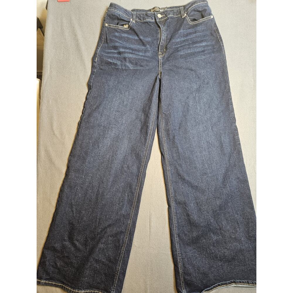 Gabrielle Union Jeans Womens 14 Blue Dark Wash Wide Leg Y2K Jeans Baggy Style